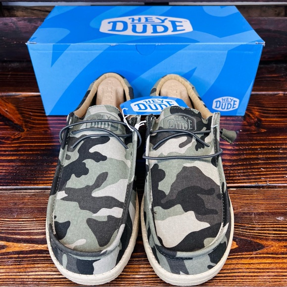 NIB Hey Dude Wally Camouflage Army Camo Slip On Shoes - Picture 3 of 9